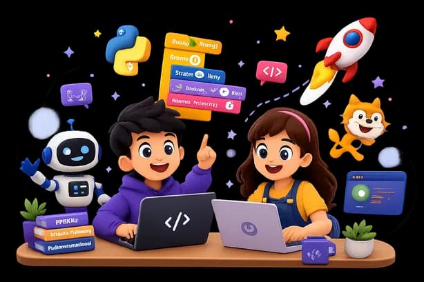 Kids learning to code with BrainLea — games, apps, and creative projects